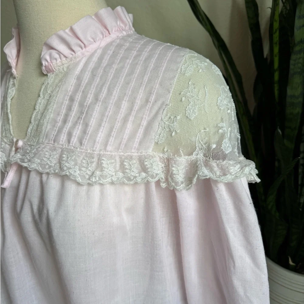 Vintage Floral Ruffle Blouse Romantic‎ Cottagecore Statement Top Praire Medium - Picture 11 of 11